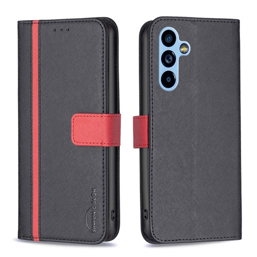 Samsung Galaxy A54 5G BF13 Color Matching Cross Texture Leather Phone Case - Black