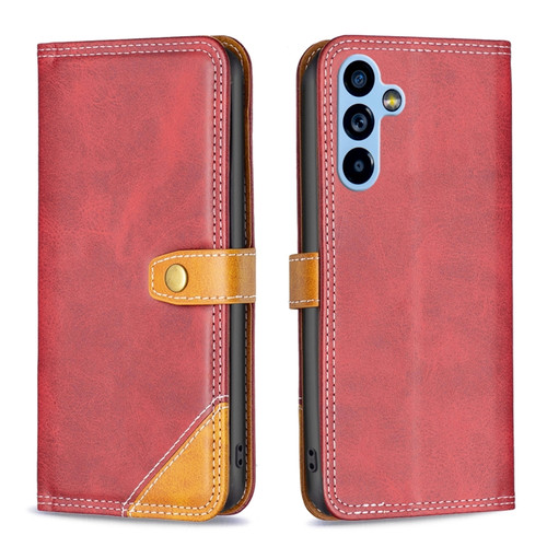 Samsung Galaxy A54 5G Color Matching Double Sewing Thread Leather Phone Case - Red