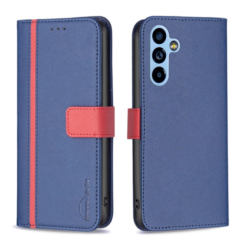 Samsung Galaxy A54 5G BF13 Color Matching Cross Texture Leather Phone Case - Blue