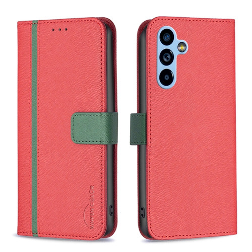 Samsung Galaxy A54 5G BF13 Color Matching Cross Texture Leather Phone Case - Red