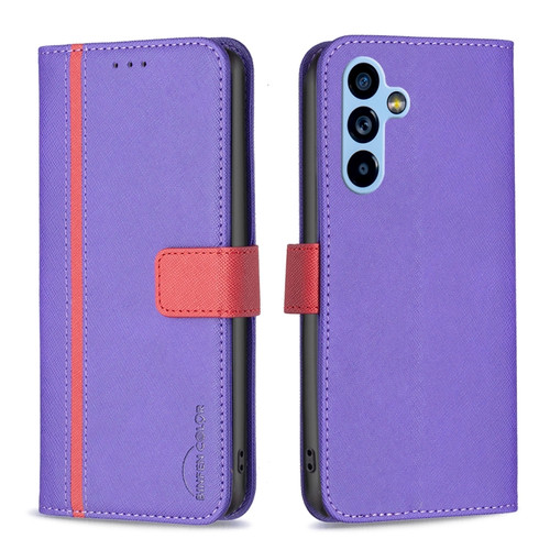 Samsung Galaxy A54 5G BF13 Color Matching Cross Texture Leather Phone Case - Purple