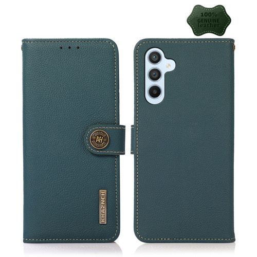 Samsung Galaxy A54 5G KHAZNEH Custer Genuine Leather RFID Phone Case - Green