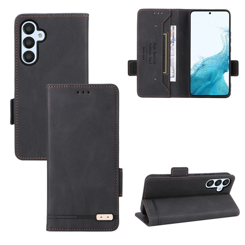 Samsung Galaxy A54 5G Magnetic Clasp Leather Phone Case - Black