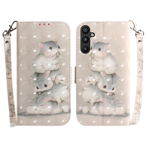 Samsung Galaxy A54 5G 3D Colored Pattern Flip Leather Phone Case - Squirrels