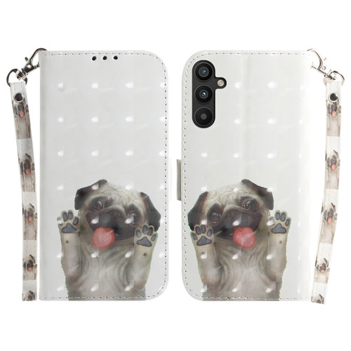 Samsung Galaxy A54 5G 3D Colored Pattern Flip Leather Phone Case - Pug