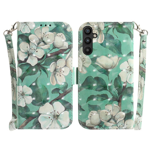 Samsung Galaxy A54 5G 3D Colored Pattern Flip Leather Phone Case - Watercolor Flower