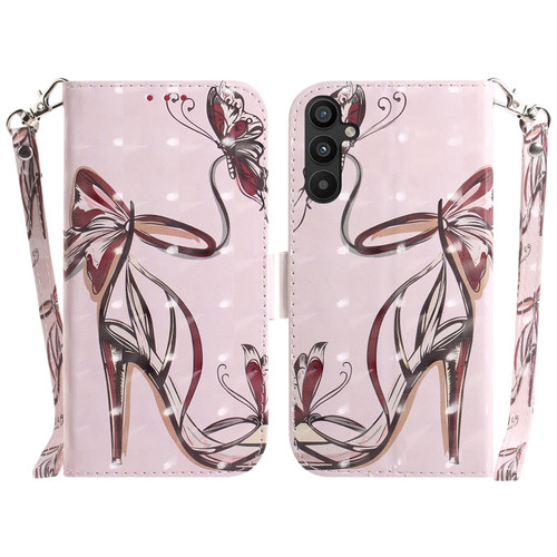 Samsung Galaxy A54 5G 3D Colored Pattern Flip Leather Phone Case - Butterfly High-heeled
