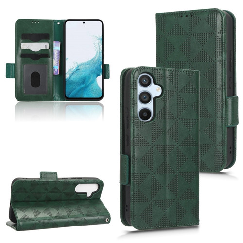 Samsung Galaxy A54 5G Symmetrical Triangle Leather Phone Case - Green