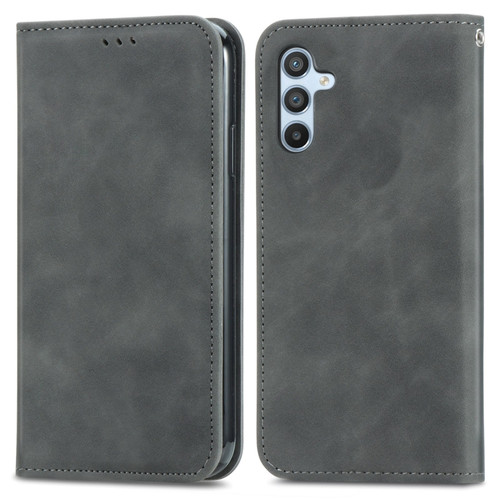 Samsung Galaxy A54 5G Retro Skin Feel Magnetic Leather Phone Case - Grey