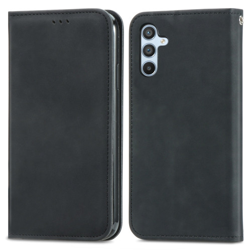 Samsung Galaxy A54 5G Retro Skin Feel Magnetic Leather Phone Case - Black