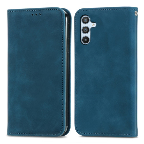 Samsung Galaxy A54 5G Retro Skin Feel Magnetic Leather Phone Case - Blue