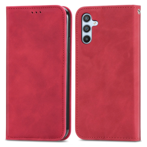 Samsung Galaxy A54 5G Retro Skin Feel Magnetic Leather Phone Case - Red