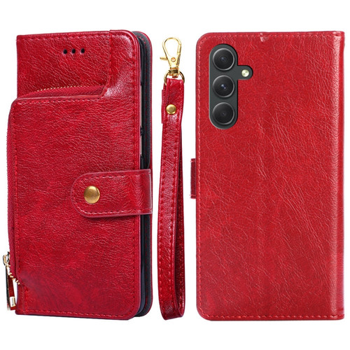 Samsung Galaxy A54 5G Zipper Bag Leather Phone Case - Red