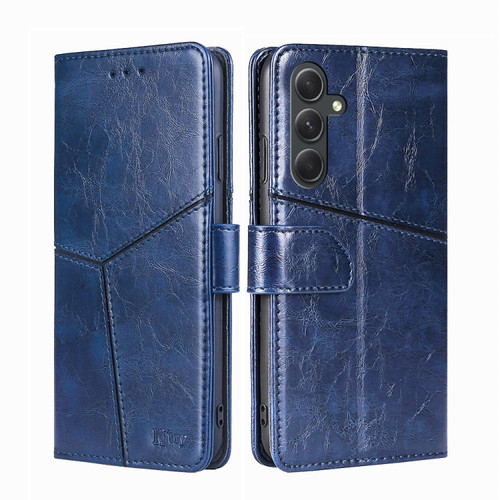 Samsung Galaxy A54 5G Geometric Stitching Leather Phone Case - Blue