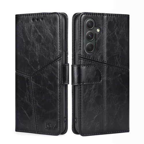 Samsung Galaxy A54 5G Geometric Stitching Leather Phone Case - Black