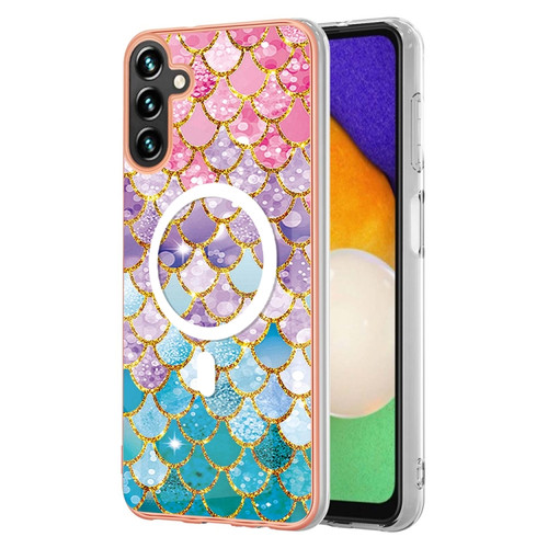Samsung Galaxy A54 5G Marble Pattern Dual-side IMD Magsafe TPU Phone Case - Colorful Scales