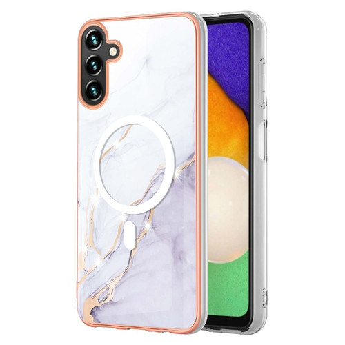 Samsung Galaxy A54 5G Marble Pattern Dual-side IMD Magsafe TPU Phone Case - White 006