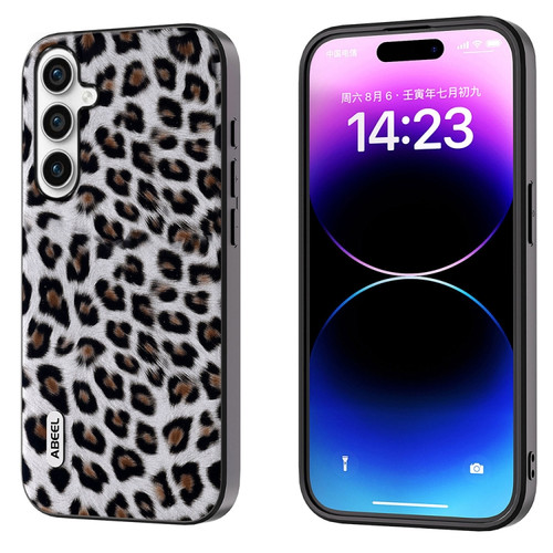 Samsung Galaxy A54 5G ABEEL Black Edge Leopard Phone Case - Silver Leopard