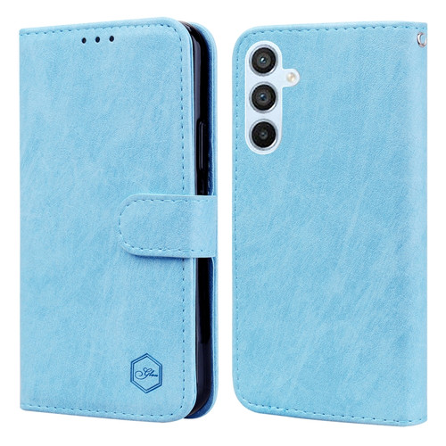 Samsung Galaxy A54 5G Skin Feeling Oil Leather Texture PU + TPU Phone Case - Light Blue