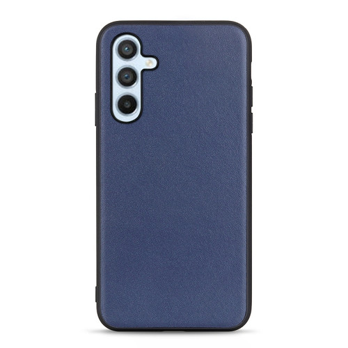 Samsung Galaxy A54 5G Accurate Hole Lambskin Texture Genuine Leather Phone Case - Blue