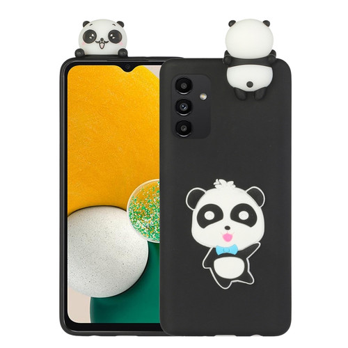 Samsung Galaxy A54 5G 3D Lying Cartoon TPU Shockproof Phone Case - Panda with Blue Bow