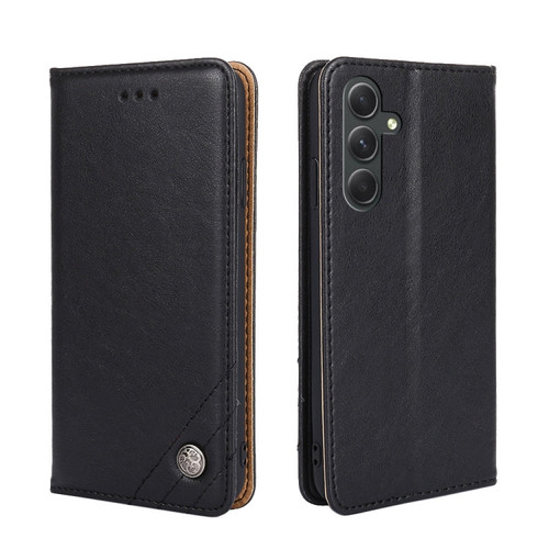 Samsung Galaxy A54 5G Non-Magnetic Retro Texture Horizontal Flip Leather Phone Case - Black