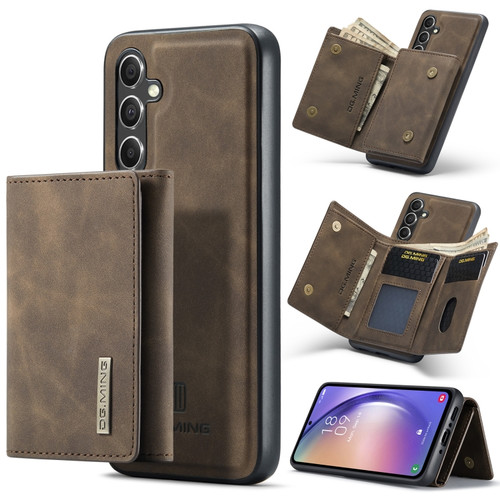 Samsung Galaxy A54 5G DG.MING M1 Series 3-Fold Multi Card Wallet + Magnetic Phone Case - Coffee