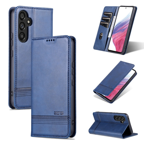 Samsung Galaxy A54 5G AZNS Magnetic Calf Texture Flip Leather Phone Case - Dark Blue