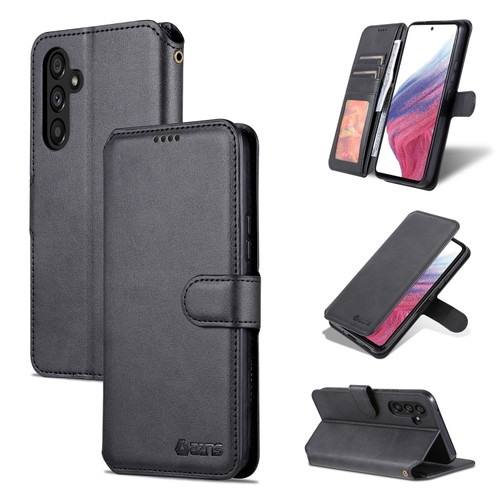 Samsung Galaxy A54 5G AZNS Calf Texture Horizontal Flip Leather Phone Case - Black