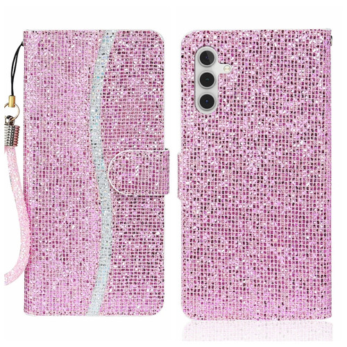 Samsung Galaxy A54 5G Glitter Powder Filp Leather Phone Case - Pink