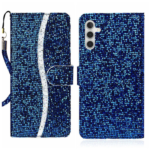 Samsung Galaxy A54 5G Glitter Powder Filp Leather Phone Case - Blue
