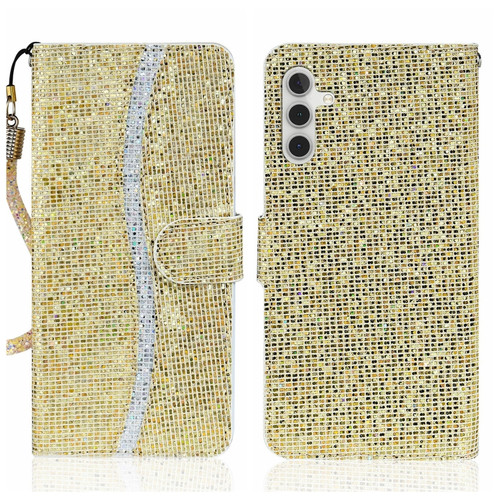 Samsung Galaxy A54 5G Glitter Powder Filp Leather Phone Case - Gold