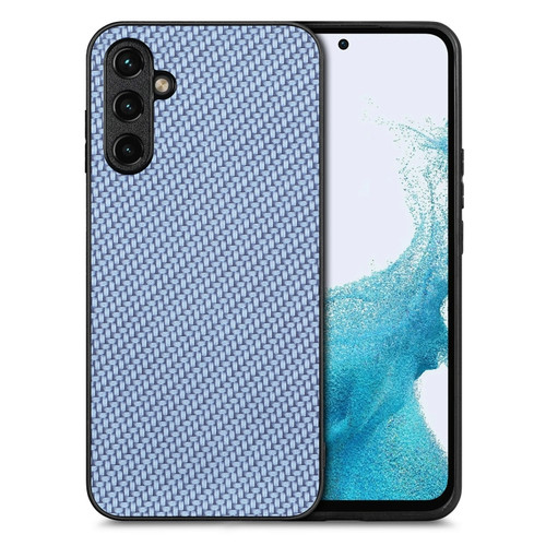 Samsung Galaxy A54 5G Carbon Fiber Texture Leather Back Cover Phone Case - Blue