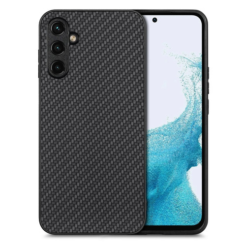 Samsung Galaxy A54 5G Carbon Fiber Texture Leather Back Cover Phone Case - Black