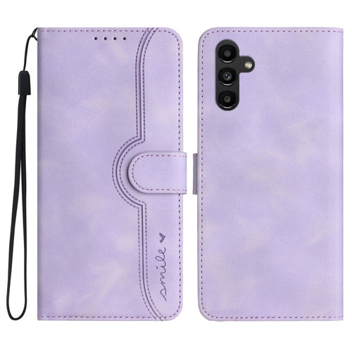 Samsung Galaxy A54 5G Heart Pattern Skin Feel Leather Phone Case - Purple