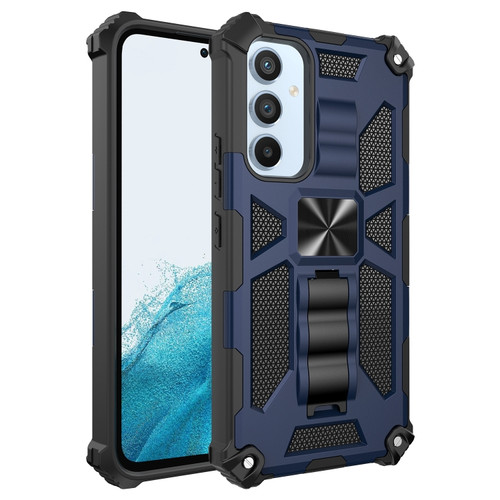 Samsung Galaxy A54 5G Armor Shockproof TPU + PC Magnetic Protective Phone Case with Holder - Blue