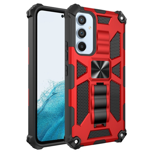 Samsung Galaxy A54 5G Armor Shockproof TPU + PC Magnetic Protective Phone Case with Holder - Red