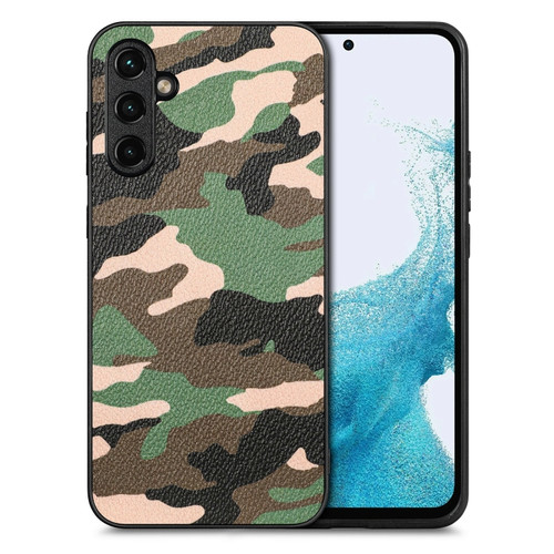 Samsung Galaxy A54 5G Camouflage Leather Back Cover Phone Case - Green