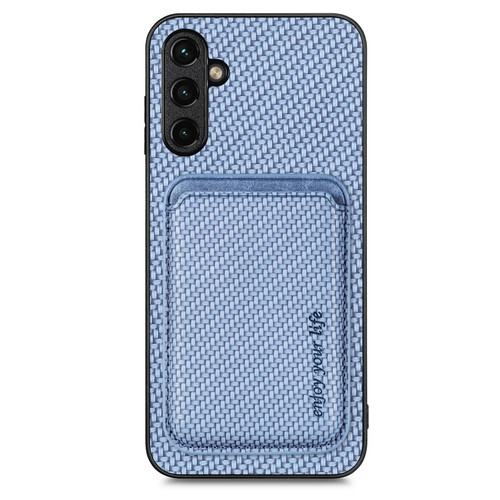 Samsung Galaxy A54 5G Carbon Fiber Leather Card Magsafe Magnetic Phone Case - Blue