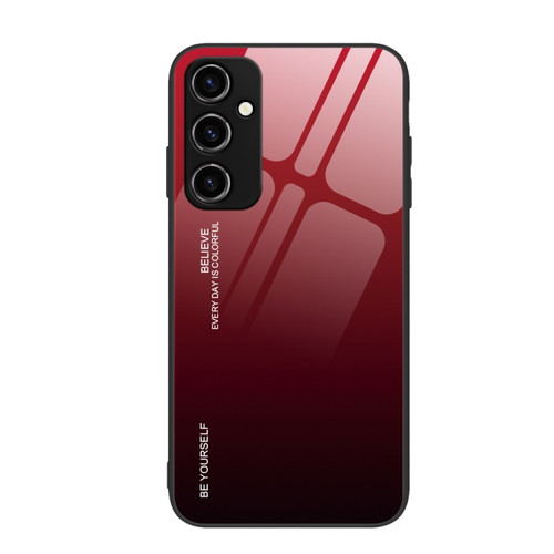 Samsung Galaxy A54 5G Gradient Color Glass Phone Case - Red Black