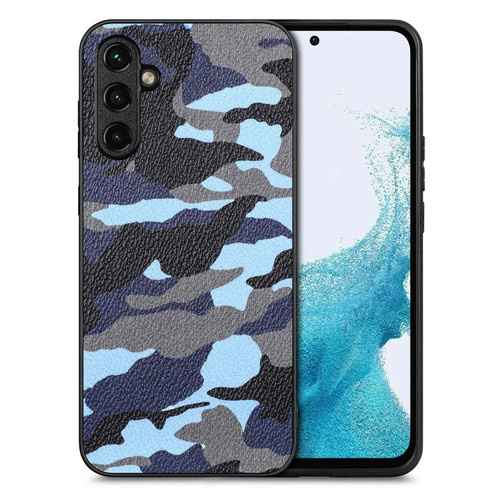 Samsung Galaxy A54 5G Camouflage Leather Back Cover Phone Case - Blue