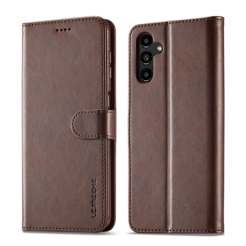 Samsung Galaxy A54 5G LC.IMEEKE Calf Texture Leather Phone Case - Brown
