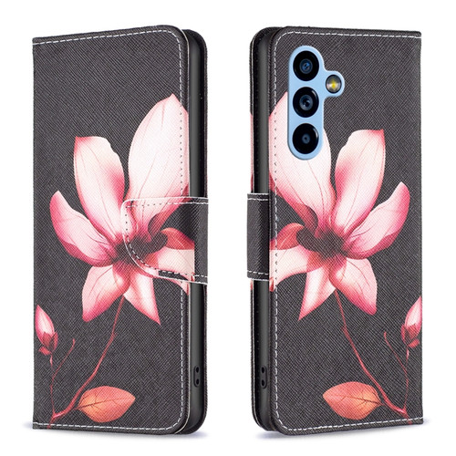 Samsung Galaxy A54 5G Colored Drawing Pattern Leather Phone Case - Lotus