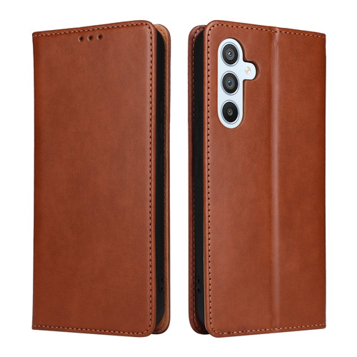 Samsung Galaxy A54 5G Fierre Shann PU Genuine Leather Texture Leather Phone Case - Brown