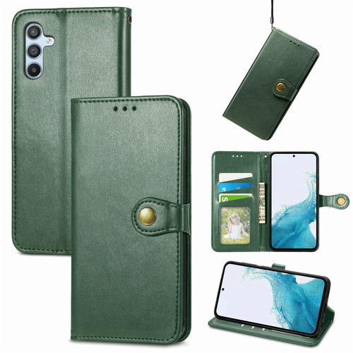 Samsung Galaxy A54 5G Retro Solid Color Buckle Leather Phone Case - Green