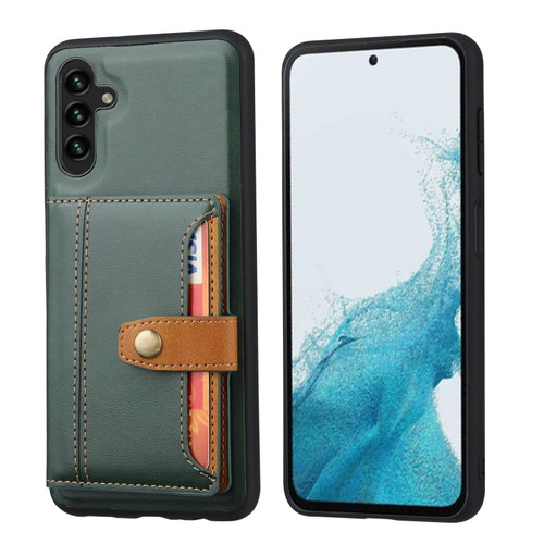 Samsung Galaxy A54 5G Calfskin Card Slot TPU + PU Phone Case - Green