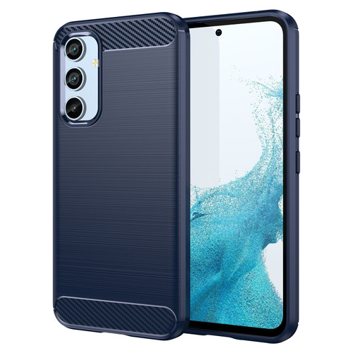Samsung Galaxy A54 5G Brushed Texture Carbon Fiber TPU Phone Case - Blue