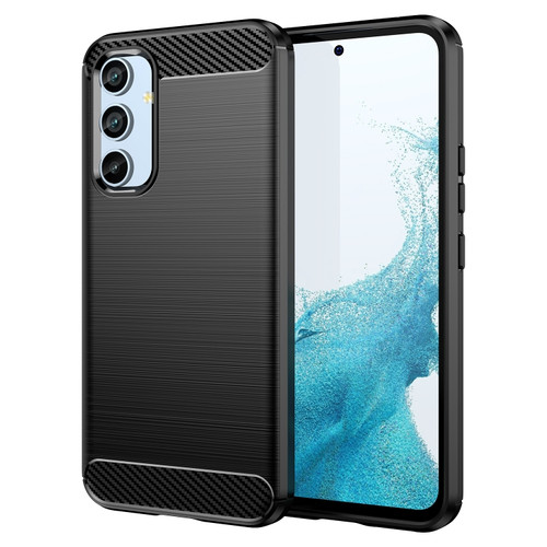 Samsung Galaxy A54 5G Brushed Texture Carbon Fiber TPU Phone Case - Black