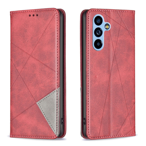 Samsung Galaxy A54 5G Prismatic Invisible Magnetic Leather Phone Case - Red