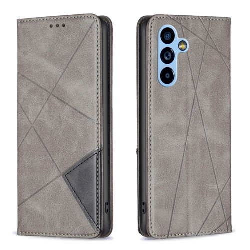 Samsung Galaxy A54 5G Prismatic Invisible Magnetic Leather Phone Case - Grey